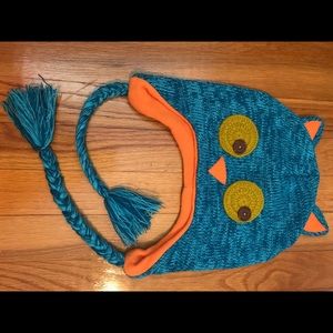 Blue Owl Beanie with Tassels (never worn!)